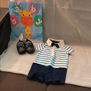 New Baby BoyRomper Bow Tie Attached only not shoes